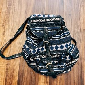 Street Level boho backpack blue white black